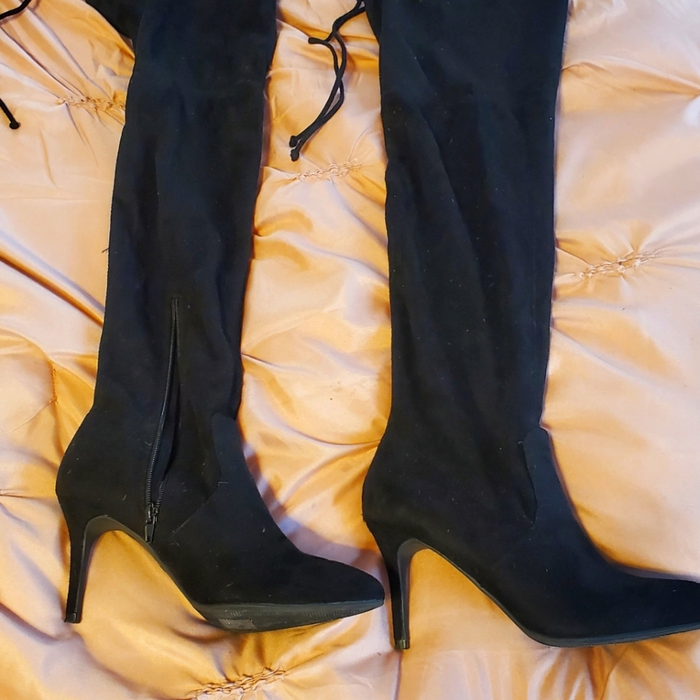 Over the knee black stiletto boots